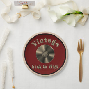 Vintage - Terug naar Vinyl is het record terug Papieren Bordje