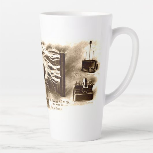 Vintage Tesla Letterhead Latte Mok (Rechts)