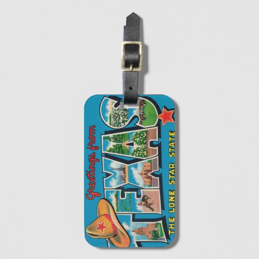 Vintage Texas Bagagelabel (Voorkant (verticaal))