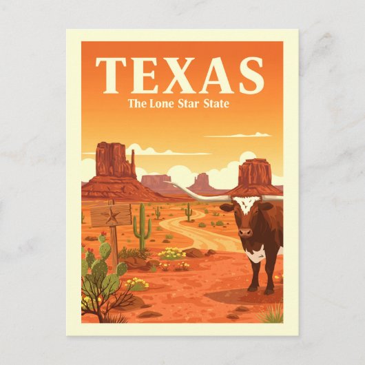Vintage Texas Briefkaart (Voorkant)