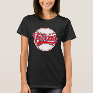 Vintage Texas Cityscape Baseball voor mannen Ki T-shirt