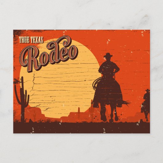 Vintage Texas Cowboy Rodeo Briefkaart (Voorkant)