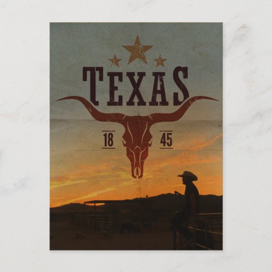 Vintage Texas Cowboy Travel Briefkaart (Voorkant)