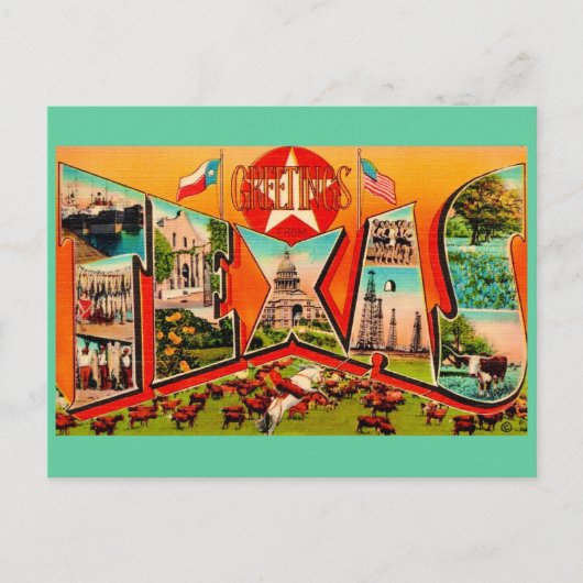 Vintage Texas Greeting Postcard Briefkaart (Voorkant)