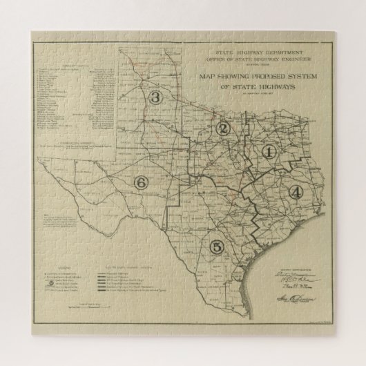 Vintage Texas Highway Map (1917) Legpuzzel (Verticaal)