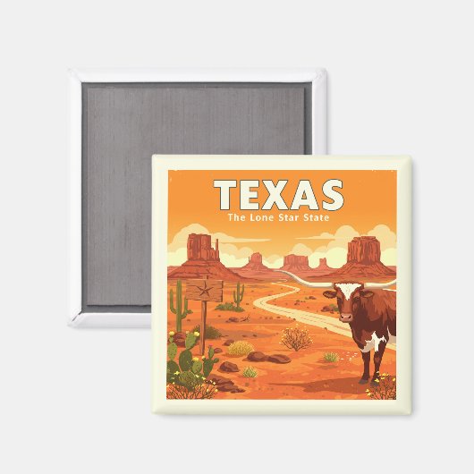 Vintage Texas Magneet (Voorkant / Achterkant)