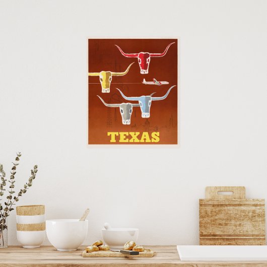 Vintage Texas Poster (Keuken)
