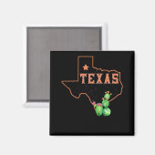 Vintage Texas State Map Pride Cactus Magneet (Voorkant / Achterkant)