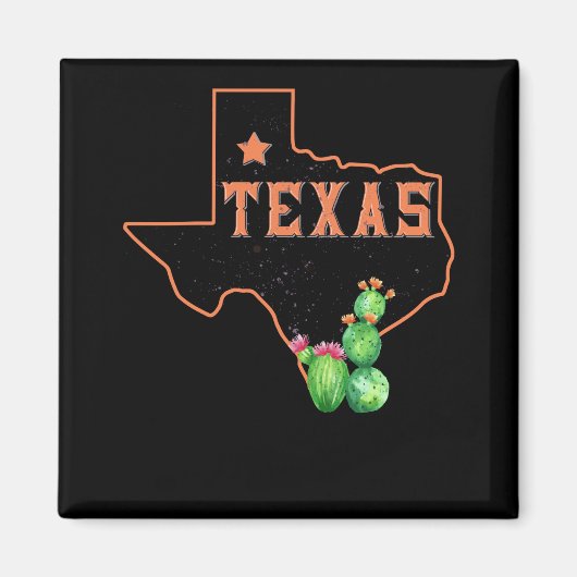 Vintage Texas State Map Pride Cactus Magneet (Voorkant)