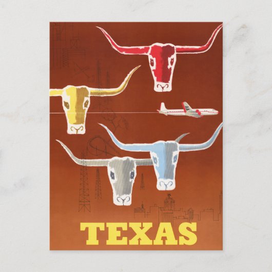 Vintage Texas Travel Briefkaart (Voorkant)