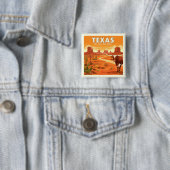 Vintage Texas Vierkante Button 5,1 Cm (In situ)