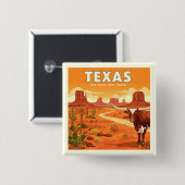 Vintage Texas Vierkante Button 5,1 Cm (Voorkant /achterkant)