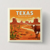 Vintage Texas Vierkante Button 5,1 Cm (Voorkant)