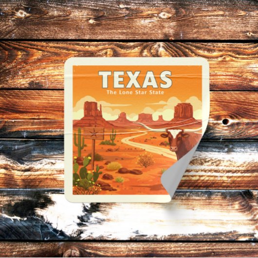 Vintage Texas Vierkante Sticker