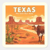 Vintage Texas Vierkante Sticker (Voorkant)