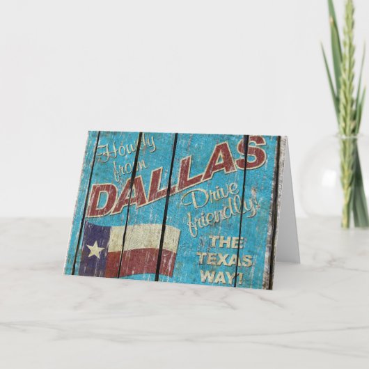 Vintage Texas - Wenskaart Dallas Kaart (Voorkant)