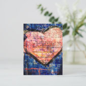Vintage Textbook Pink Heart Mixed Media Collage Briefkaart (Staand voorkant)