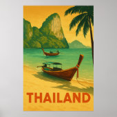 Vintage Thailand Beach Paradise Poster (Voorkant)