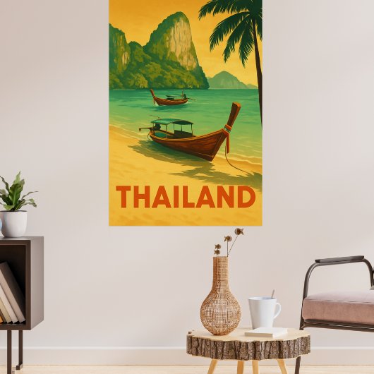 Vintage Thailand Strandparadijs Poster (Woonkamer 3)