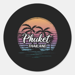 Vintage Thailand Vakantie Reizen Azië Thaise Stran Ronde Sticker