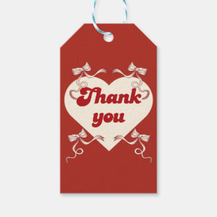 Vintage Thank You Hart – Retro Rood Cadeaulabel