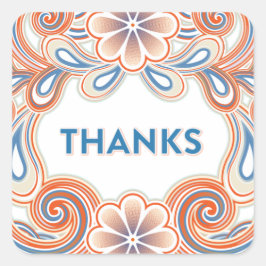 Vintage Thank You stickers with orange flowers