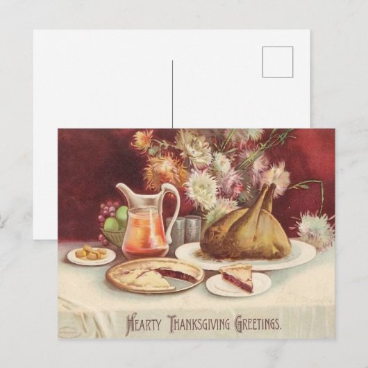 Vintage Thanksgiving 1907 - Rest Turkije Briefkaart (Voorkant / Achterkant)