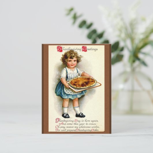 Vintage Thanksgiving 1910 Feestdagenkaart (Staand voorkant)