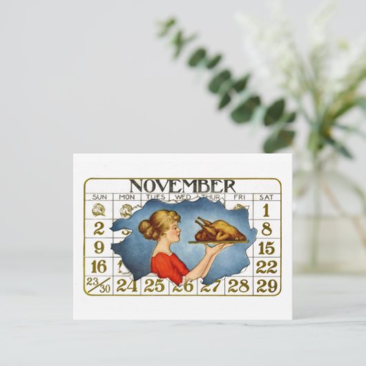 Vintage Thanksgiving Briefkaart (Staand voorkant)