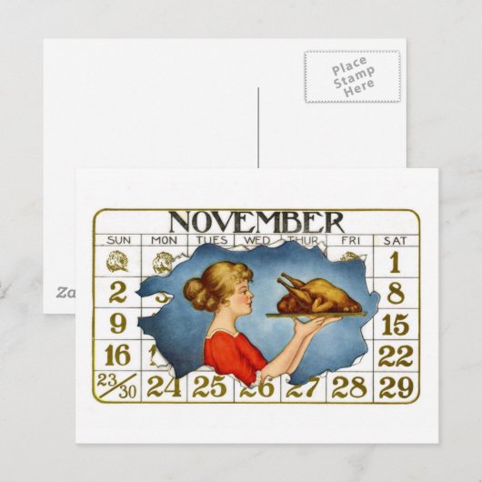 Vintage Thanksgiving Briefkaart (Voorkant / Achterkant)