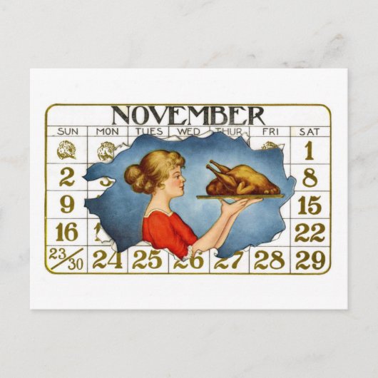 Vintage Thanksgiving Briefkaart (Voorkant)