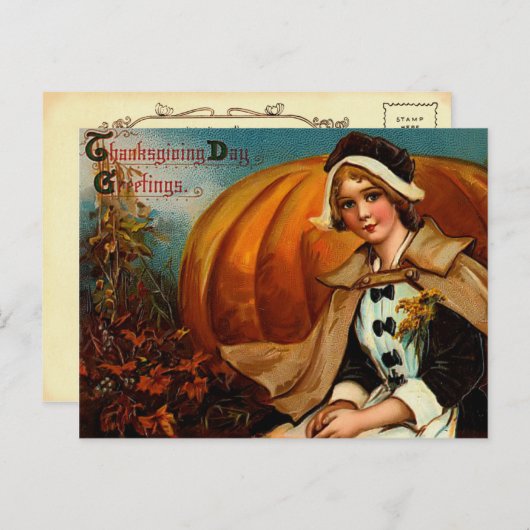 Vintage Thanksgiving Briefkaart (Voorkant / Achterkant)