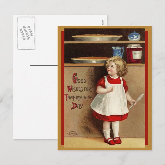 Vintage Thanksgiving Briefkaart (Voorkant / Achterkant)