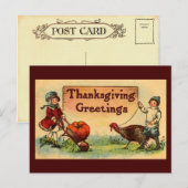 Vintage Thanksgiving Briefkaart (Voorkant / Achterkant)