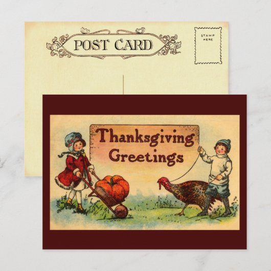 Vintage Thanksgiving Briefkaart (Voorkant / Achterkant)