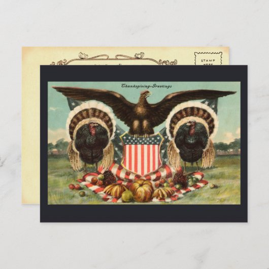 Vintage Thanksgiving Briefkaart (Voorkant / Achterkant)