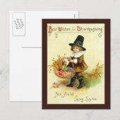 Vintage Thanksgiving Briefkaart (Voorkant / Achterkant)