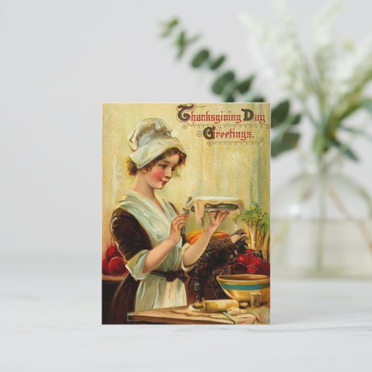 Vintage Thanksgiving Briefkaart (Staand voorkant)