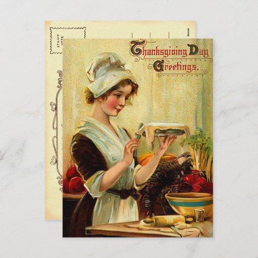Vintage Thanksgiving Briefkaart (Voorkant / Achterkant)