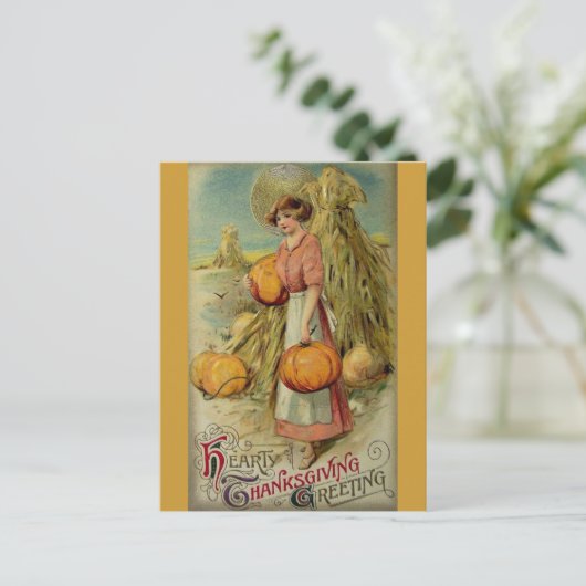 Vintage Thanksgiving Briefkaart (Staand voorkant)