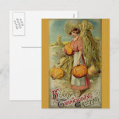 Vintage Thanksgiving Briefkaart (Voorkant / Achterkant)