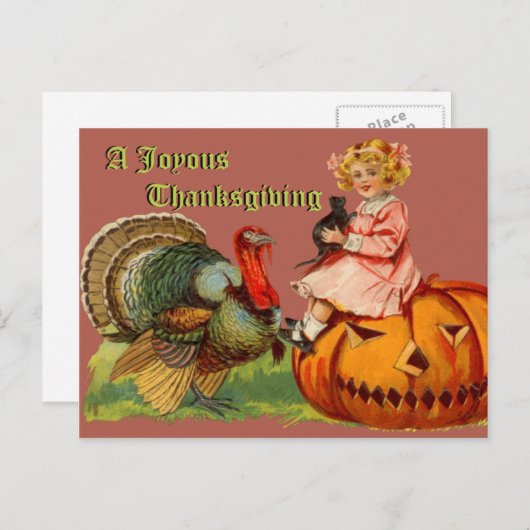 Vintage Thanksgiving Briefkaart (Voorkant / Achterkant)
