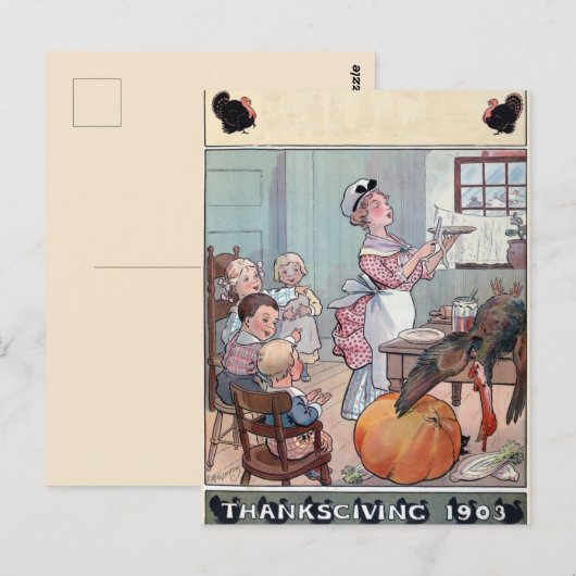 Vintage Thanksgiving Briefkaart (Voorkant / Achterkant)