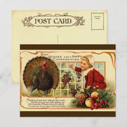 Vintage Thanksgiving Briefkaart (Voorkant / Achterkant)