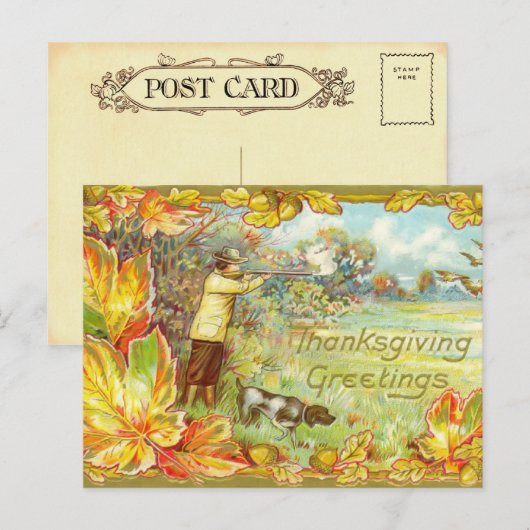 Vintage Thanksgiving Briefkaart (Voorkant / Achterkant)