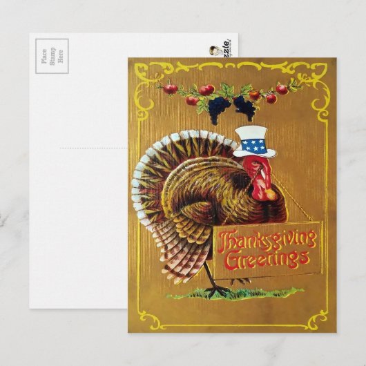 Vintage Thanksgiving Briefkaart (Voorkant / Achterkant)