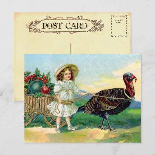 Vintage Thanksgiving Briefkaart (Voorkant / Achterkant)