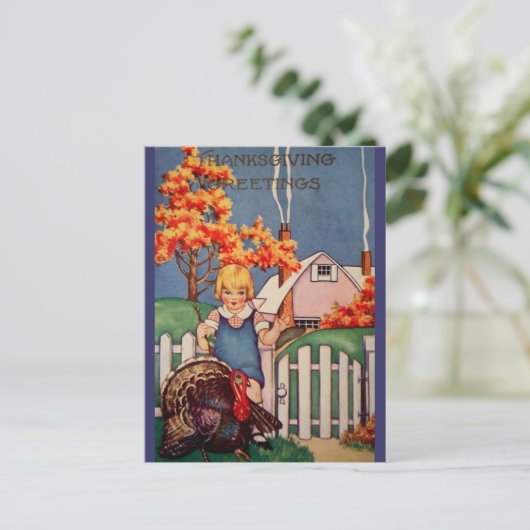 Vintage Thanksgiving Briefkaart (Staand voorkant)