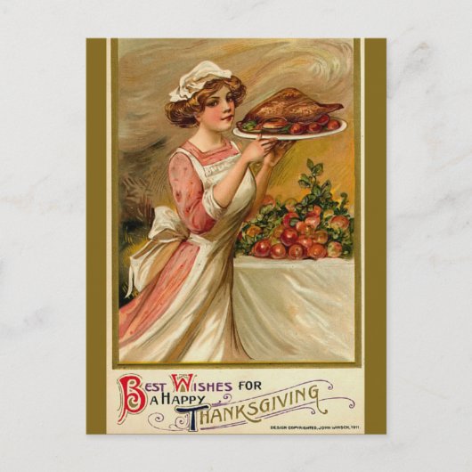 Vintage Thanksgiving Briefkaart (Voorkant)