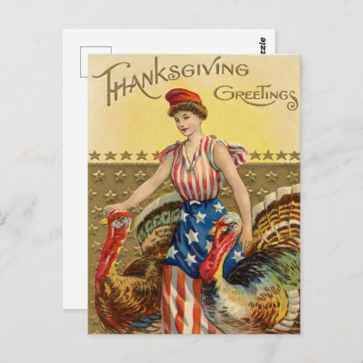 Vintage Thanksgiving Briefkaart (Voorkant / Achterkant)
